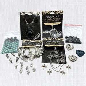 Lot Charms Pendants Beads Jewelry Making Craft Enchanted Whimsygoth Silver Tone